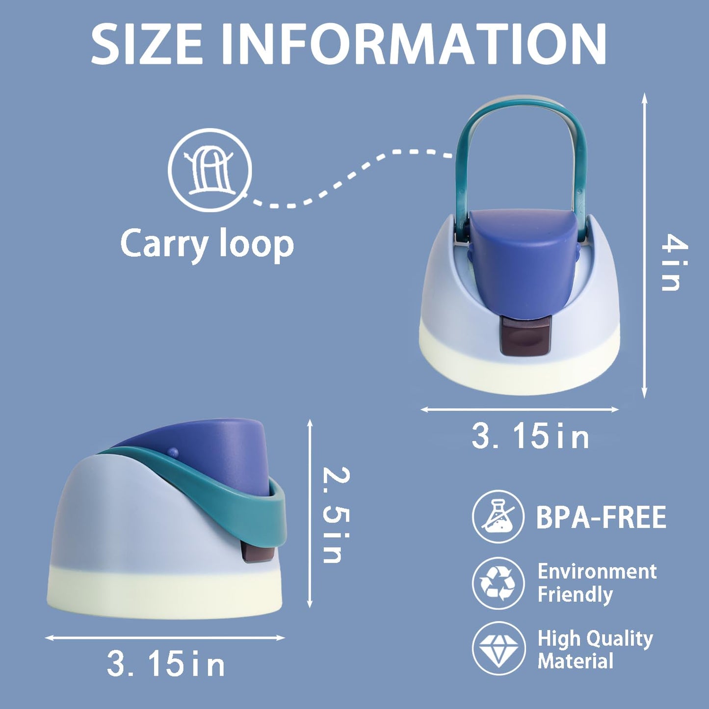 NebkDask Replacement Lid for Owala Freesip - Fits 16oz, 24oz, 32oz Bottles,BPA-Free， Leakproof Cap Water Bottle for Owala Bottles with Two Gasket Replacement Stoppers and O Seal Rings（Sky Teal）