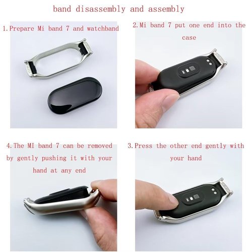 T-BLUER Compatible for Xiaomi Mi Band 7 Bands,Stainless Steel Metal Replacement Band Strap Wristband Accessories for Xiaomi Mi Band 7 Smart Bracelet