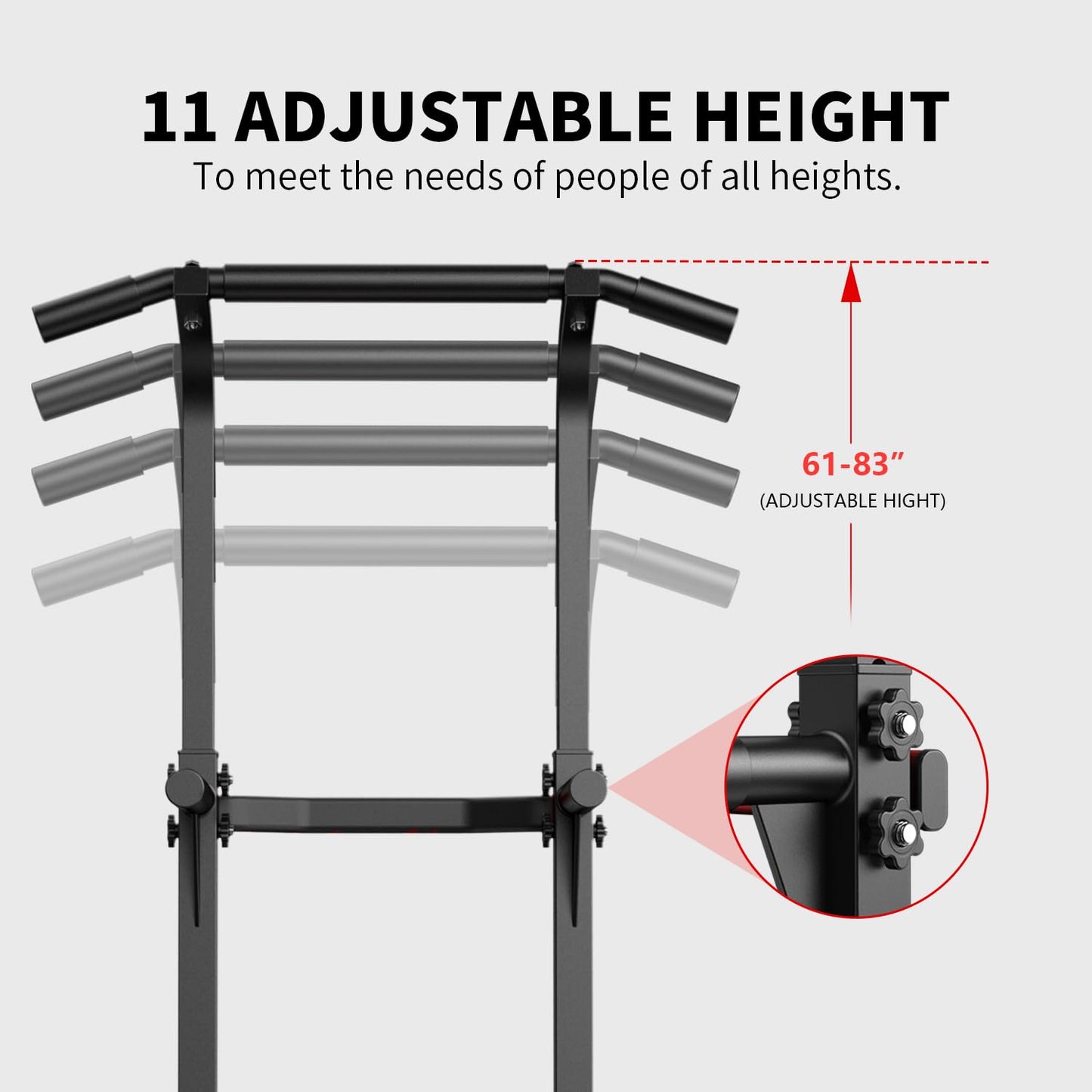 ZENOVA Pull Up Bar Dip Bar Power Tower Workout Dip Station Height Adjustable Free Standing Chin Up Bar Home Gym Equipment 300LBS Weight Capacity