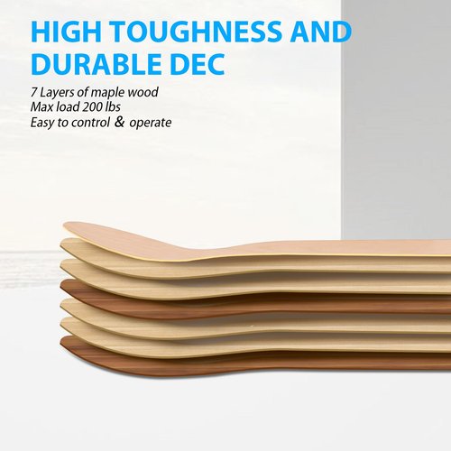 TLHB 2PCS Skateboard Deck, 31 * 8 Inch 7-Layer Maple Blank Skateboard Deck, Double-Kick Skate Deck