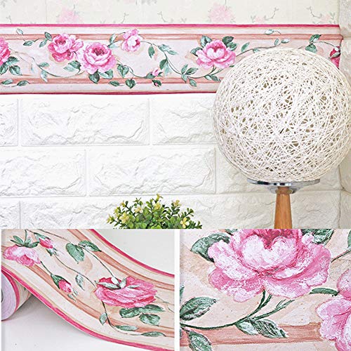 UPREDO Decorative Floral Molding Wallpaper Border Peel and Stick Paper for Bathroom Kitchen Backsplash Decal Sticker,4 Inch by 32.8ft (Pattern4)
