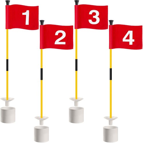 IOOBLBEI Golf Flagstick, 3ft Golf Flag Putting Green Flags & Golf Pin Flag Hole Cup Set, Portable 2 Section Design for Home Yard Backyard Driving Range, Numbered Golf Flags for Golfer Build Own Course