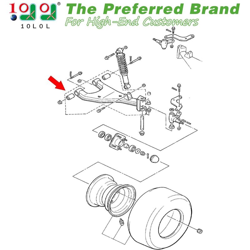 10L0L 1PACK Golf Cart Front Lower Control Arm Bushing for 1995-2004 Yamaha G2-G8 G14 G16 G19 G21 Golf Carts, Yamaha Front Lower Control Arm Bushing Replace OEM# JN6-F3526-00
