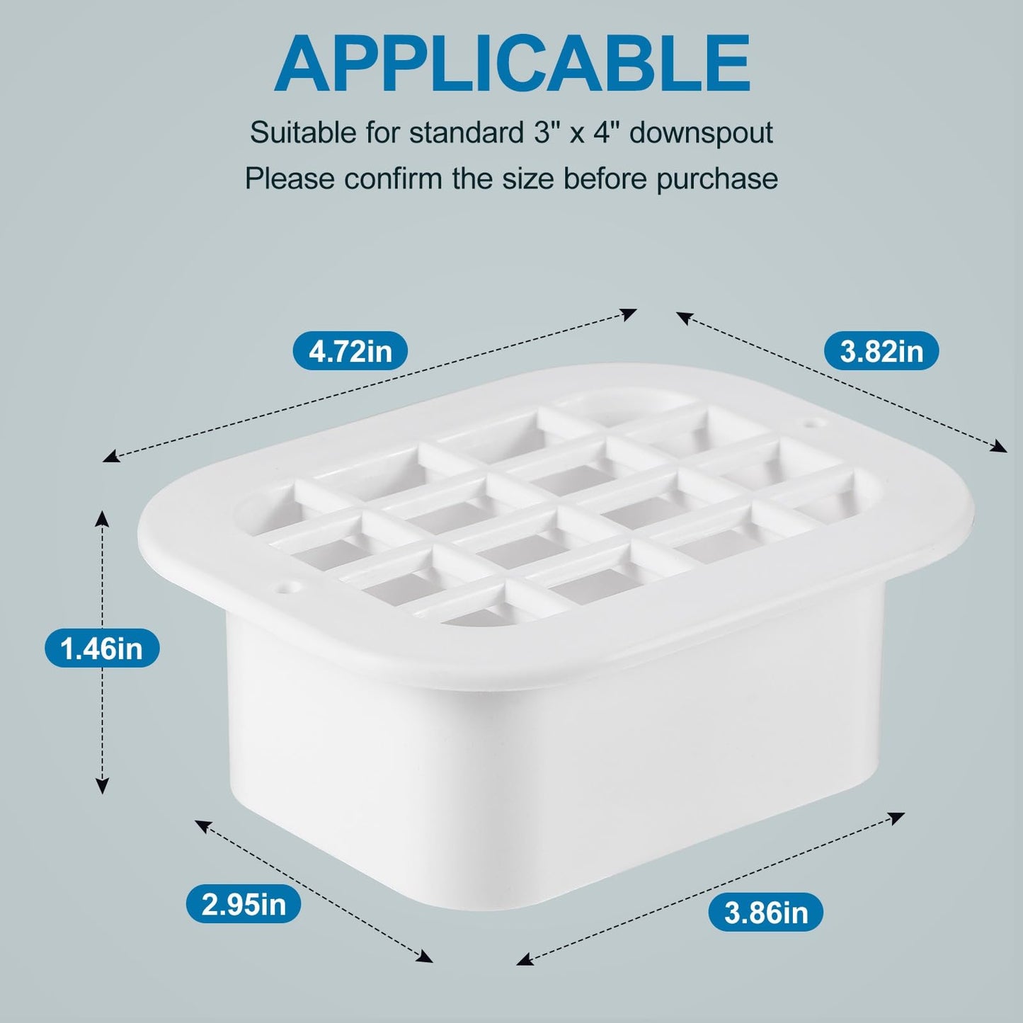 Mzcvriru 3 x 4 rain Gutter downspout Drop Outlet with Filter (2 Pack, White)