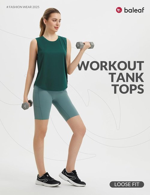 Baleaf Women's Sleeveless Workout Tank Top - High Neck Athletic Racerback for Yoga & Running