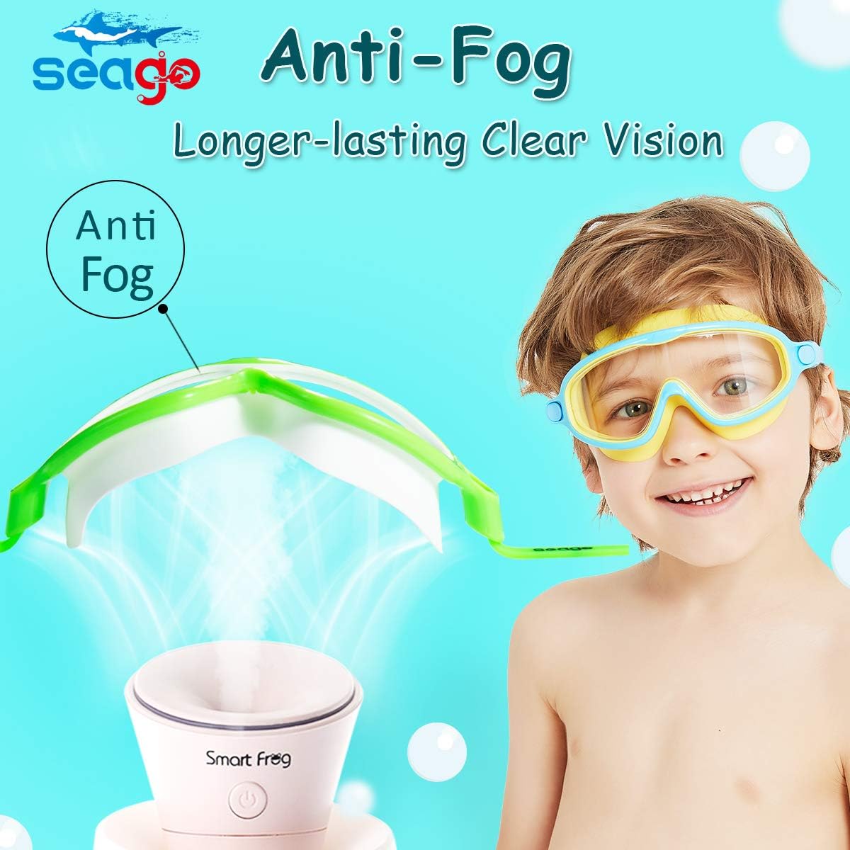 Seago Swim Goggles - Anti-Fog & UV Protection | Wide View Design for Kids Ages 3-15