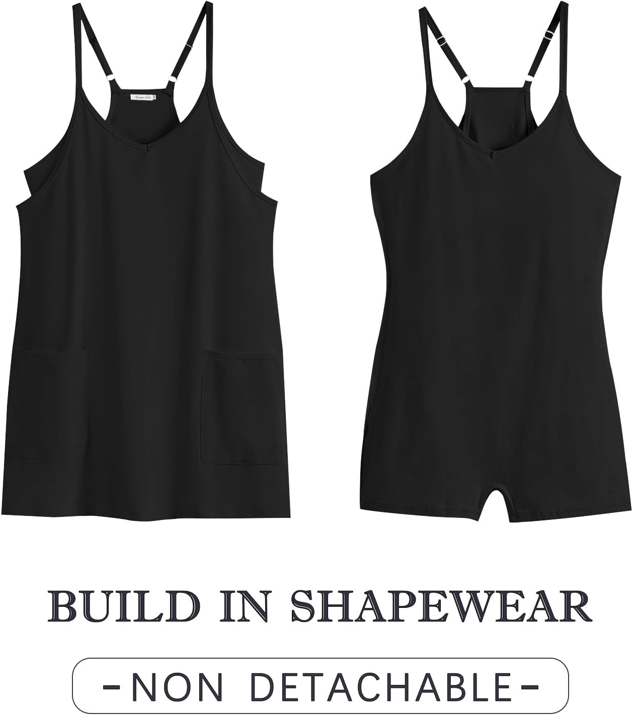 Caracilia Women's Summer Mini Dress - Casual Sleeveless Romper with Built-In Shapewear | Perfect for Tennis & Workouts