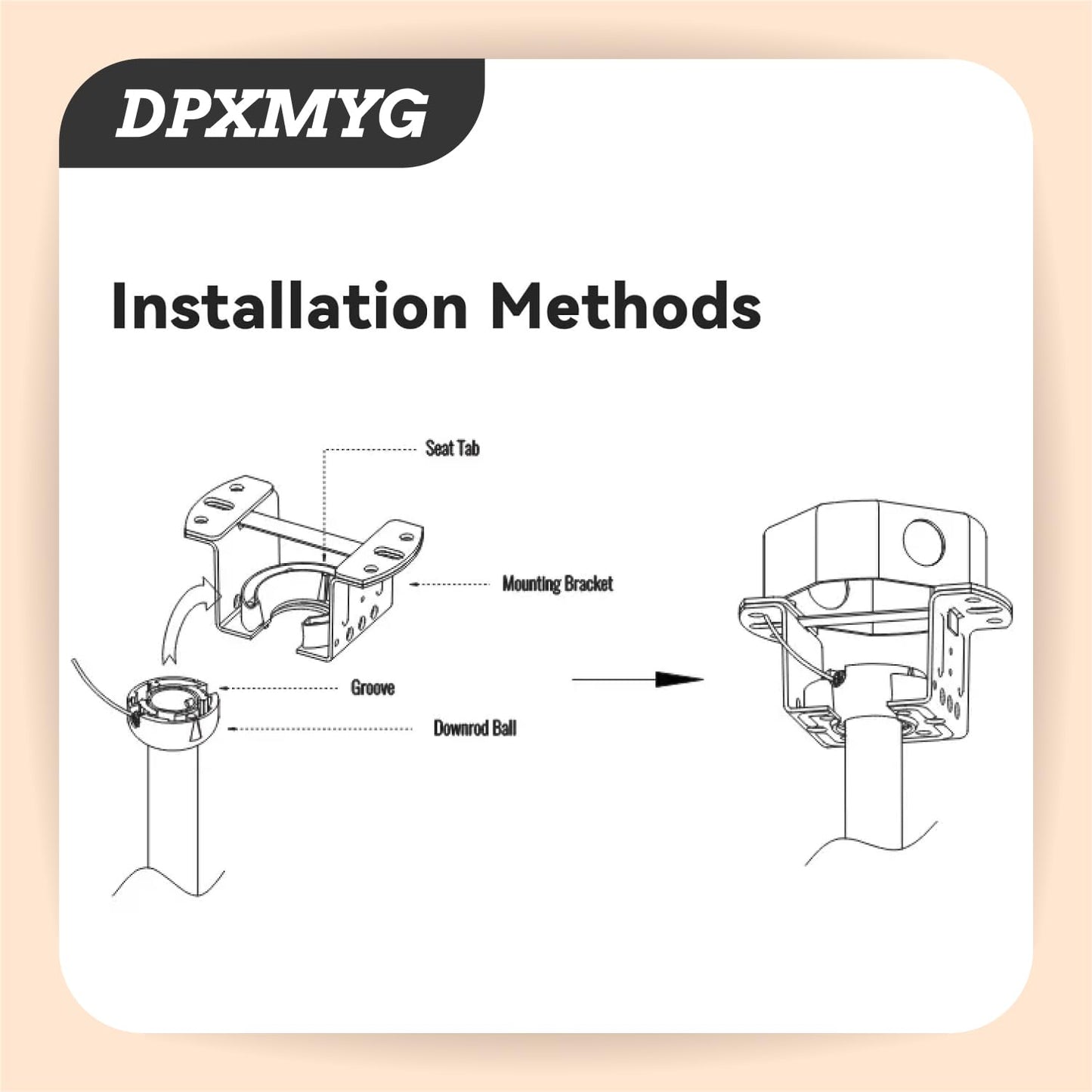 DPXMYG Ceiling Fan Mounting Bracket, Ceiling Fan Mounting Kits, Ceiling Fan Parts Suit for Cathedral Canopy Living Room, Black(1 Pack)