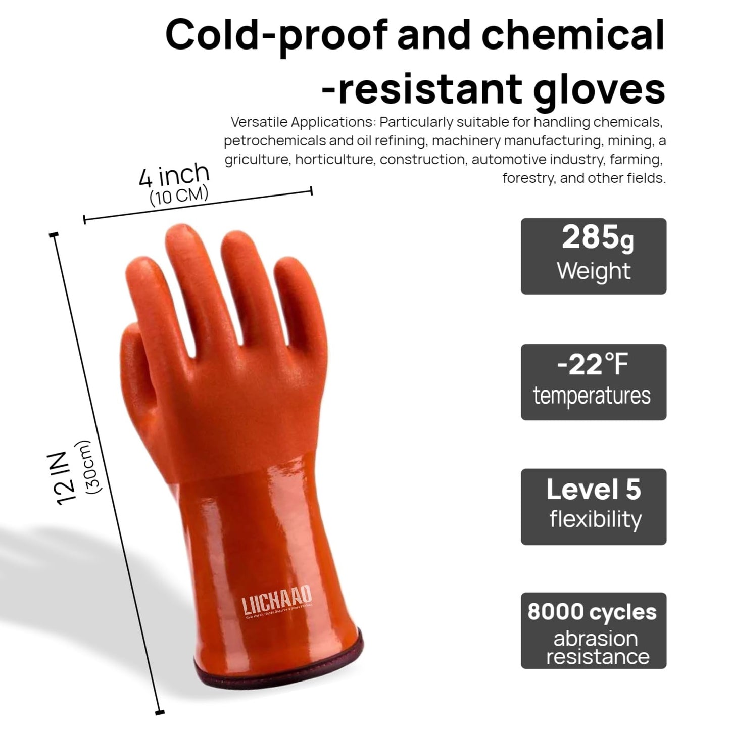 LIICHAAO 1-4Pairs Insulated&Waterproof,Chemical & Oil Resistant, Freezer Work,Warm Gloves,Non-Slip,Ultra Flexible(1 PAIR) (Large (Pack of 1))