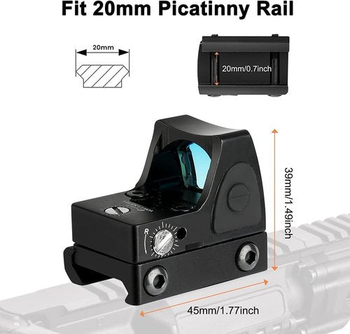 GOTICAL CNC-Machined Fiber Optic Handgun Sights - Front & Rear for Glock Pistols | Mini Red Dot Compatible