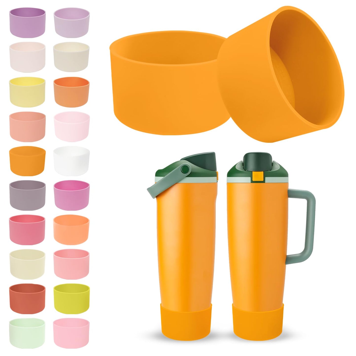 Kaitiaki 2PCS Silicone Boots for Owala 30oz & 40oz FreeSip Sway Bottles & Tumblers – Non-Slip, Scratch-Resistant, Stability Enhancer for Owala Accessories (Orange Grove)