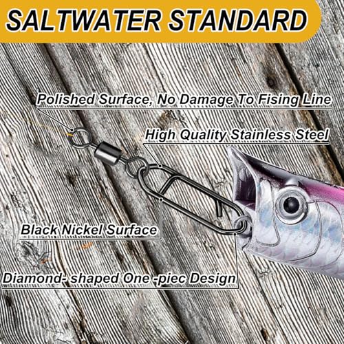 ENERHIKE 70Pcs Fishing Snaps & Barrel Swivels Set - High Strength Tackle for Saltwater & Freshwater