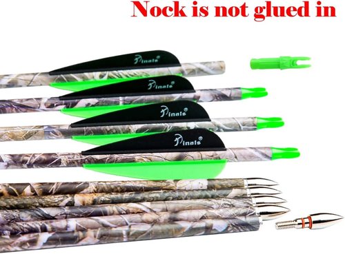 Archery Carbon Hunting Arrows - 28" 30" Spine 300 340 350 400 | Camo Arrow Shafts, Pack of 12