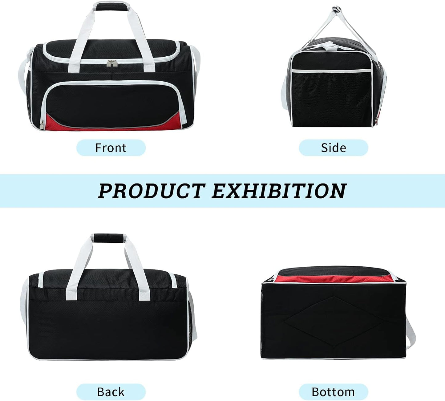 Uarition Gym Duffle Bag - 55L Large Black Duffel for Sports, Workouts & Travel | Durable Heavy-Duty Design