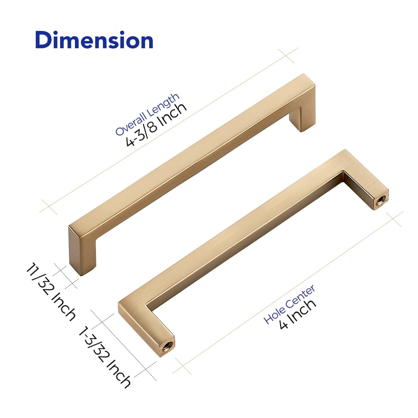 Ravinte Cabinet Handles Solid Slim Champagne Bronze 30 Pack 4 Inch Hole Center Square Bar Drawer Handles Kitchen Cabinet Pulls Drawer Kitchen Cabinet Hardware