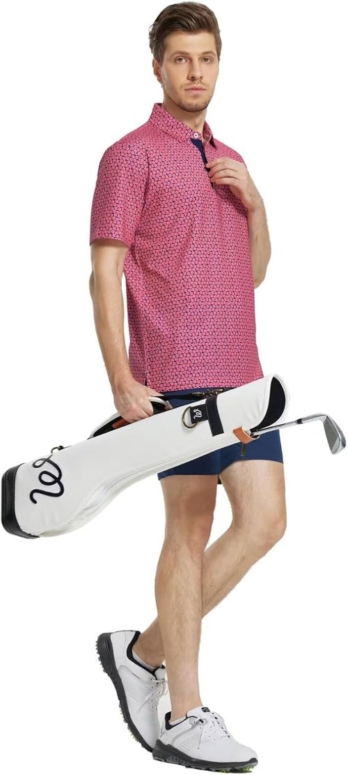 M MAELREG Men's Golf Shirt - Short Sleeve Moisture-Wicking Performance Polo | Stylish Print Patterns