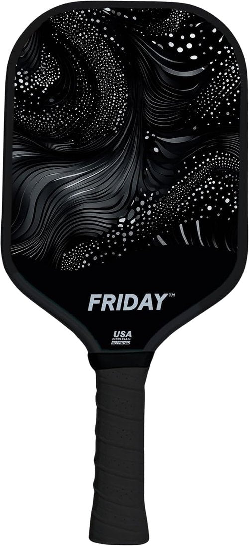 Lightweight Friday Pickleball Paddle, 14mm Thickness, USA Pickleball Approved, Durable Carbon Fiber, Thermoformed Unibody Design, Honeycomb Core (Blackout)