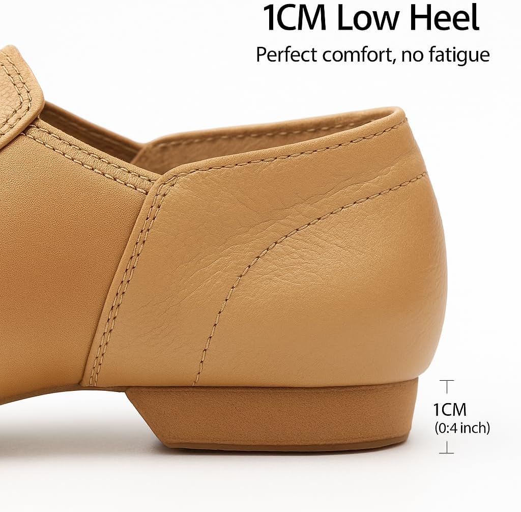 Skiennix Jazz Shoes - Leather Slip-On Dance Shoes for Girls, Women, and Unisex Adults | Comfortable Fit