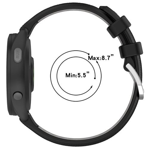 MOTONG For Garmin Forerunner 265S Replacement Band 18mm Replacement Wrist Watch Strap Band For Garmin Forerunner 265S/255S/255S Music(Silicone Black + Grey)