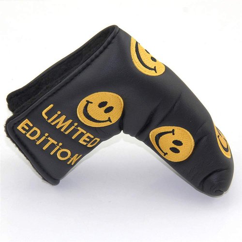 DBYAN Smile Face Limited Edition Golf Blade Putter Covers Head Cover for Scotty Cameron Odyssey Callaway Taylormade Titleist Ping Mizuno Cobra,Black/Yellow (Black/Yellow)