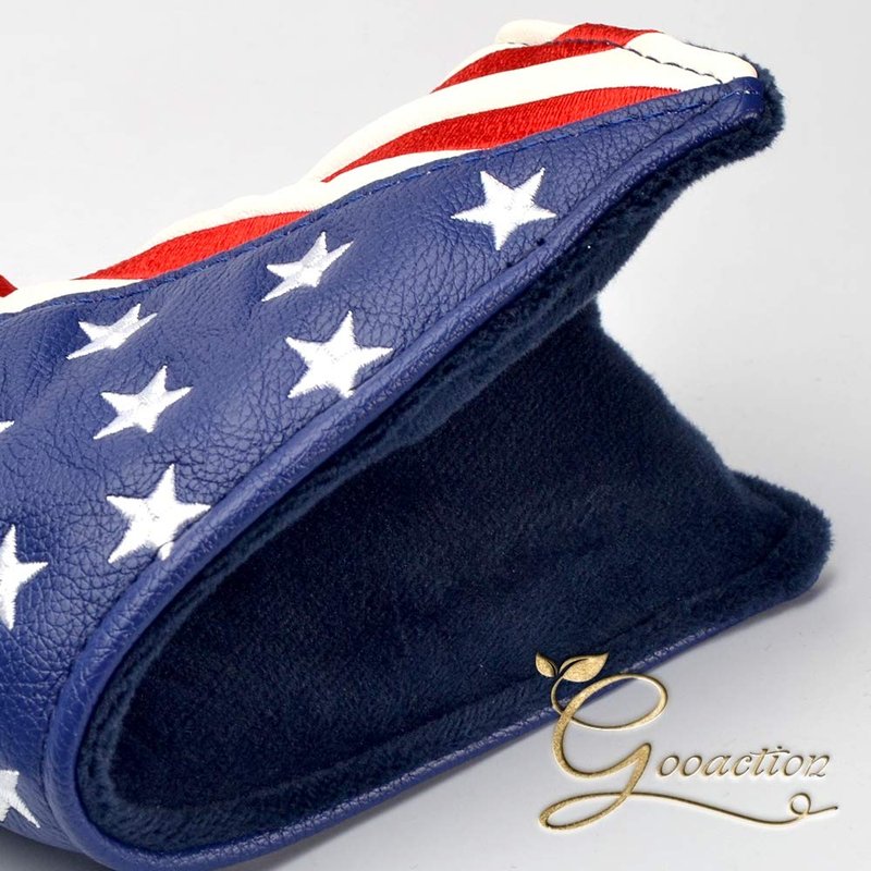 GOOACTION American Flag Blade Putter Head Cover – 3D Embroidered Stars & Stripes, Magnetic Closure, Waterproof PU Leather, Patriotic Putter Cover