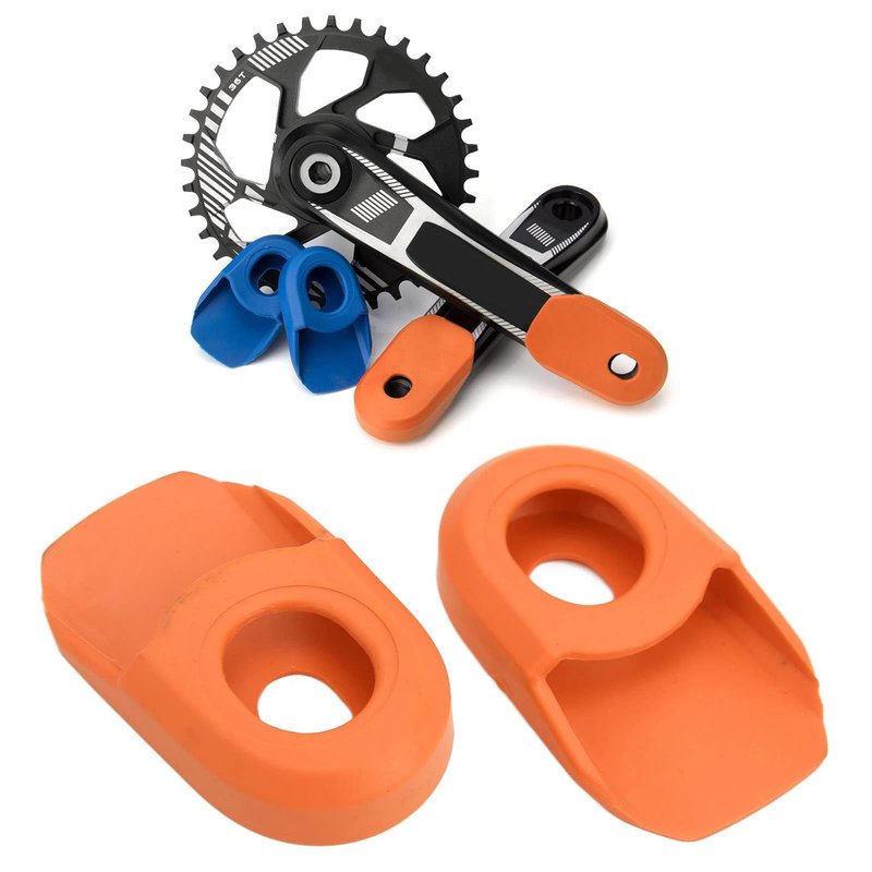 2PCS Bike Crank Cover Protector, Silicone Mountain Bicycle Crank Boot Arm Sleeve Cover Protective Gear Cranks Boot Case Protectors for Bicycle Cranks Protector Bike Crank Arm Boots(Orange)