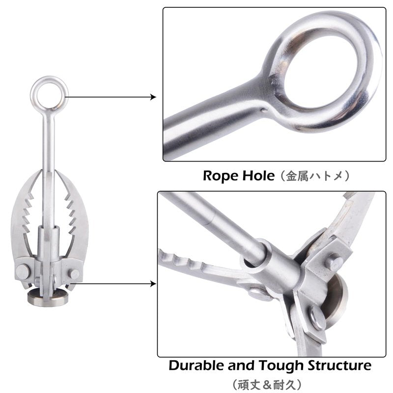 TRIWONDER Grappling Hook Gravity Rock Climbing Hooks Folding Claws Stainless Steel Anchor for Climbing, Hiking, Tree Limb Removal (Silver - 3 Claws)