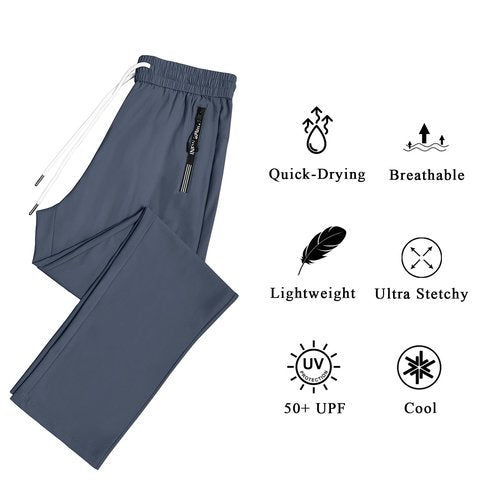 IWOLLENCE Lightweight Breathable Hiking Pants for Women Over 50 with Zipper Pockets Ladies Stretch Active Quick Dry Travel Pant Camping Workout Fishing Trousers Seniors Comfy Fit Navy Blue, L