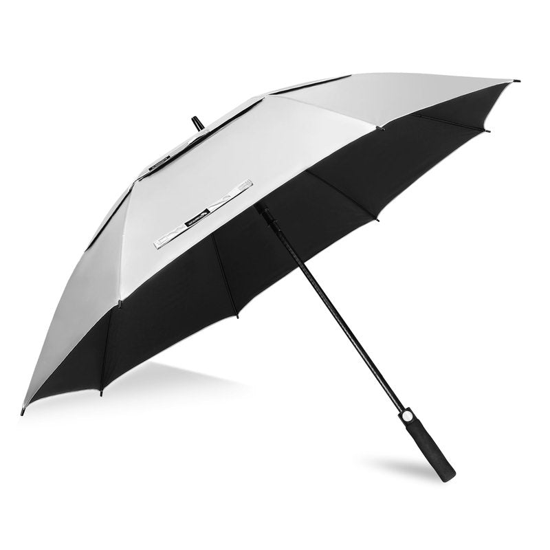 ZOMAKE Large Golf Umbrella UV Potection,68 Inch UV Blocking SPF Umbrellas for Sun Protection Windproof Heavy Duty Vented Double Canopy(Silver,Black)