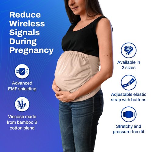 DefenderShield EMF & 5G Radiation Blocking Baby Belly Band for Pregnancy Maternity Viscose made from Bamboo/Cotton Blend (Small 2-8, US)