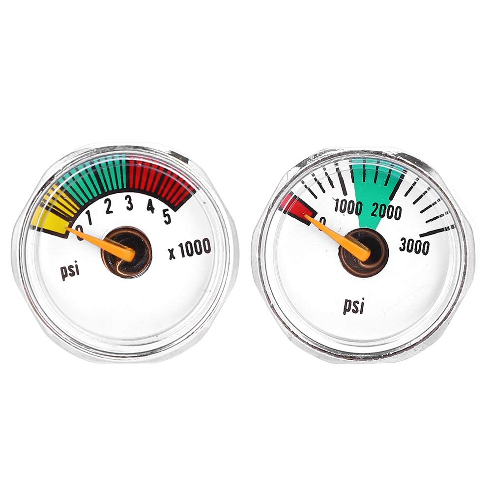 Paintball Gauge Pressure Gauge 0-5000 psi Mini Manometer Aluminum Alloy 22.5mm Dial Meter PCP Gauge PCP Manometer Back Mount 1/8” NPT Male Connector(5000 psi)