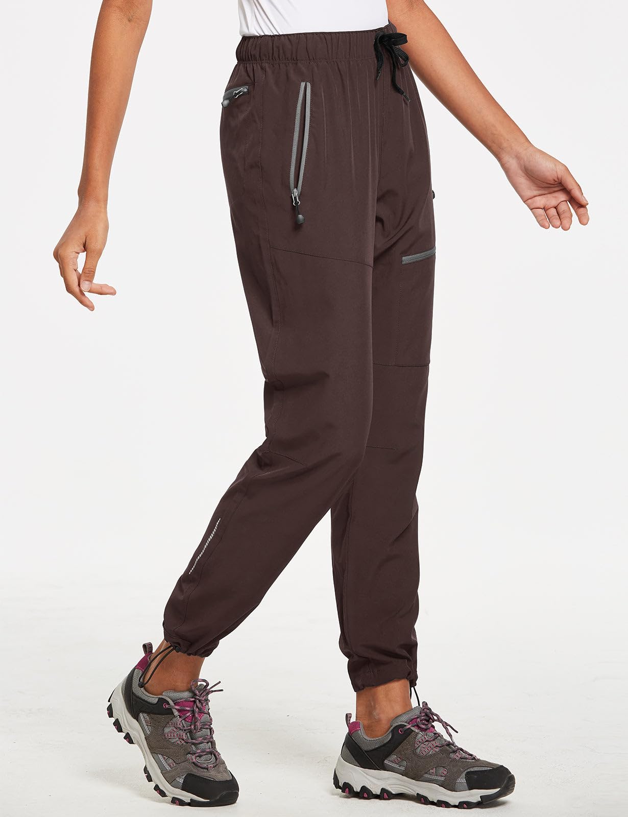 baleaf Travel Pants Women Hiking Long Tall Lightweight Quick Dry Water Resistant Cargo Pants 31'' Trip 31''-Trip Brown L