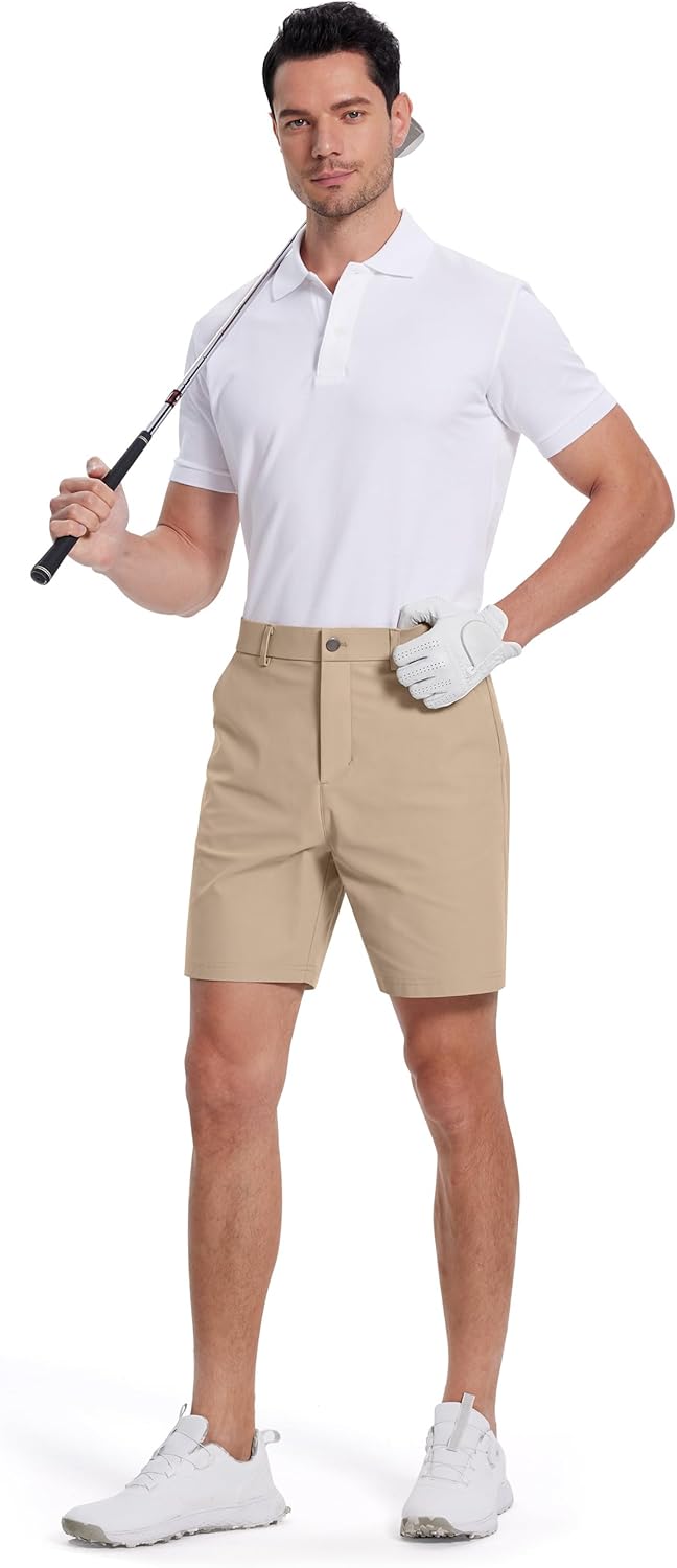 SERAMY Men's Golf Dress Shorts - 7-Inch Inseam, Quick-Dry, Lightweight, 5 Pockets, Flat Front