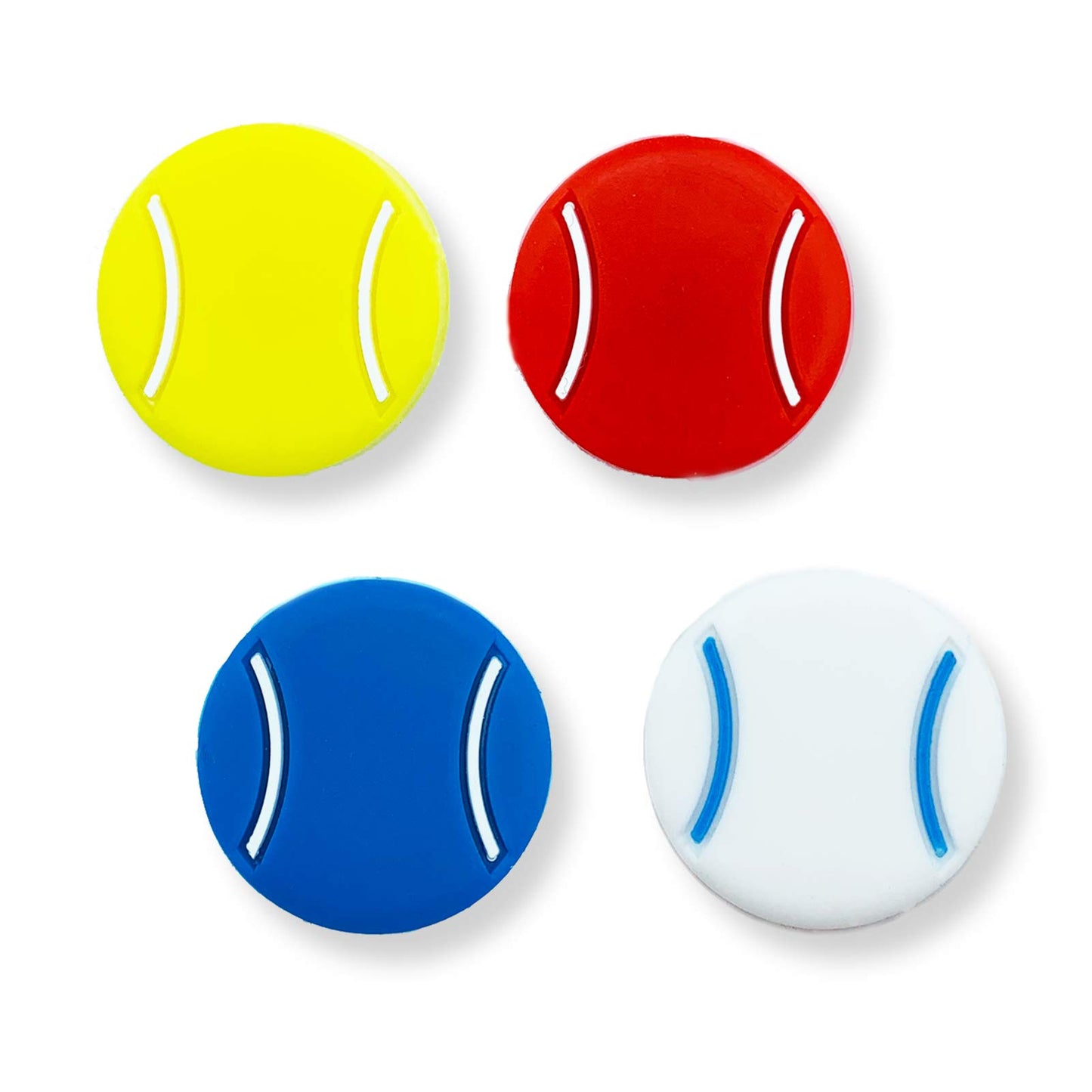 Tannius Tennis Racket Vibration Dampener, Racket String Shock Absorber, Great Tennis Gift (1 Yellow, 1 White, 1 Red, 1 Blue)