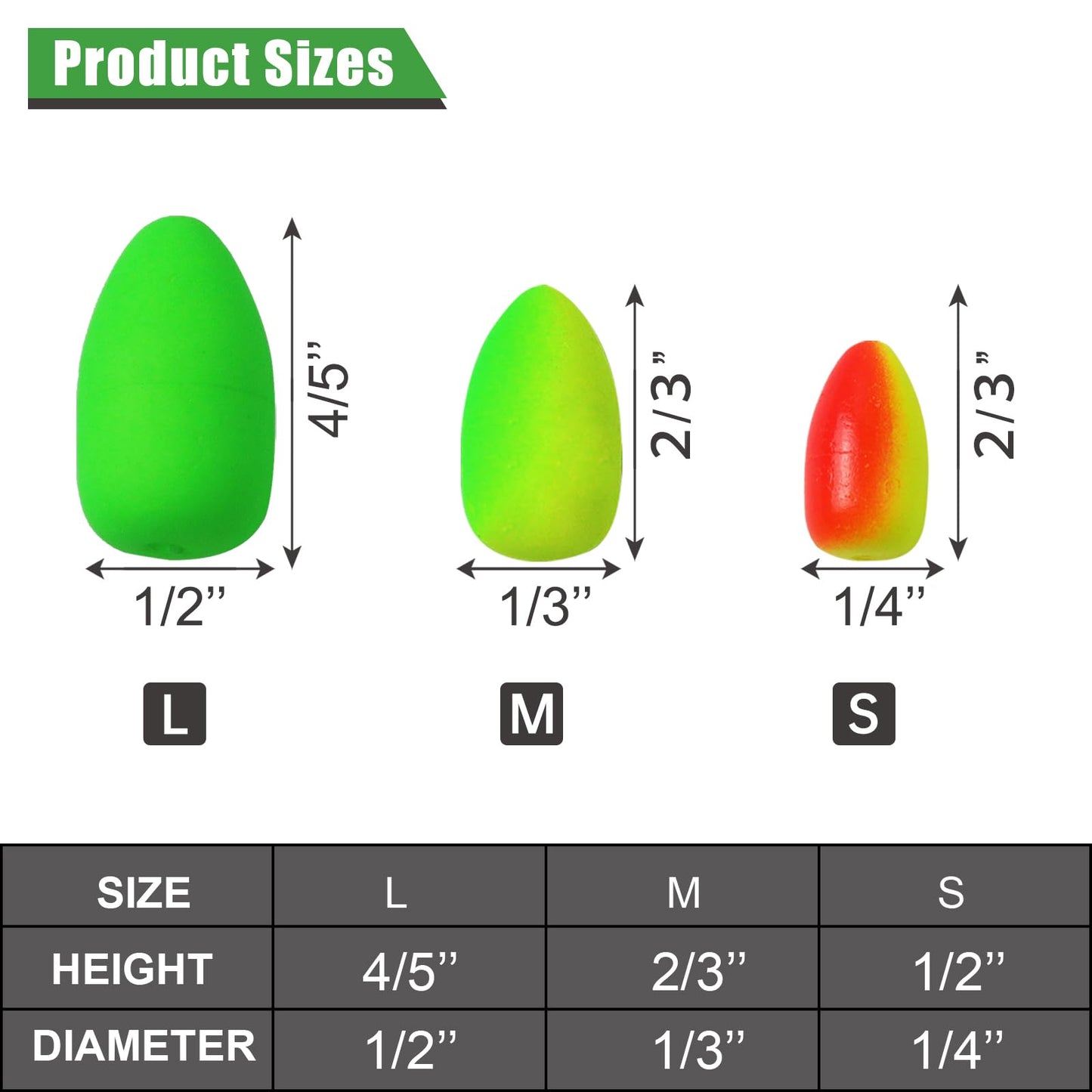 MAFIMOEA 80/60/45 PCS Bullet Fishing Foam Floats Snell Float Surf Pompano Rigs Float for Spinner Rig Making Fly Fishing Strike Indicators for Trout Catfish Walleye