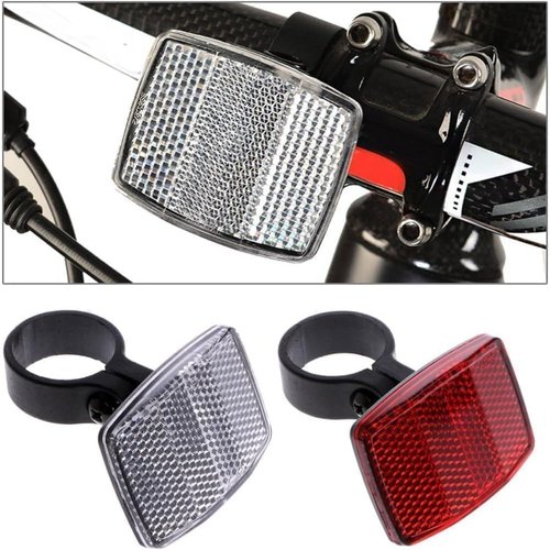 Czhotg Bike Reflectors and Safety Light Set - High-Intensity Prismatic Reflective Strips with Seatpost Mounts, (White)