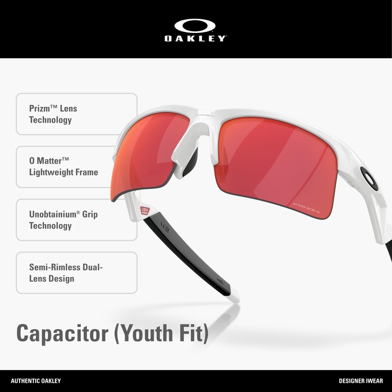 Oakley Youth OJ9013 Capacitor Sunglasses, Polished White/Prizm Field, 63 mm