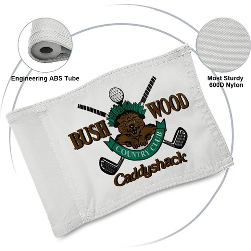 2BUT Standard Bushwood Country Club Golf Pin Flag - Practic Putting Green Flag For Backyard Garden - Double-Sewn 600D Nylon Miniature Pin Flag - Regulation Tube Flag (BWD 8"X6")