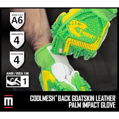 MAGID Windstorm Series¢ç Cut-Resistant Impact Gloves, 1 Pair, 9/L, Hi-Vis, Work Gloves Men Women Heavy Duty, Grip Gloves (A6 Goatskin Palm)