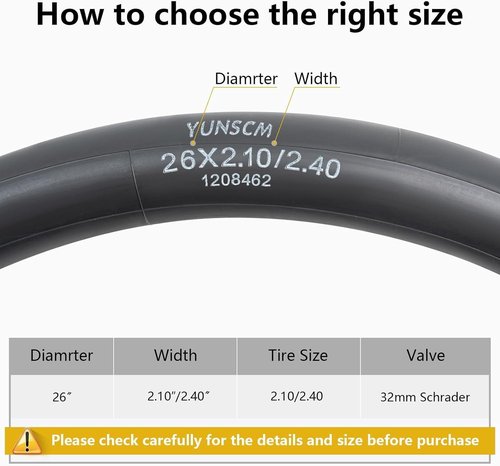Heavy Duty 26-Inch Bike Tubes by [Brand Name] - 2-Pack with AV32mm Schrader Valve for Optimal Performance