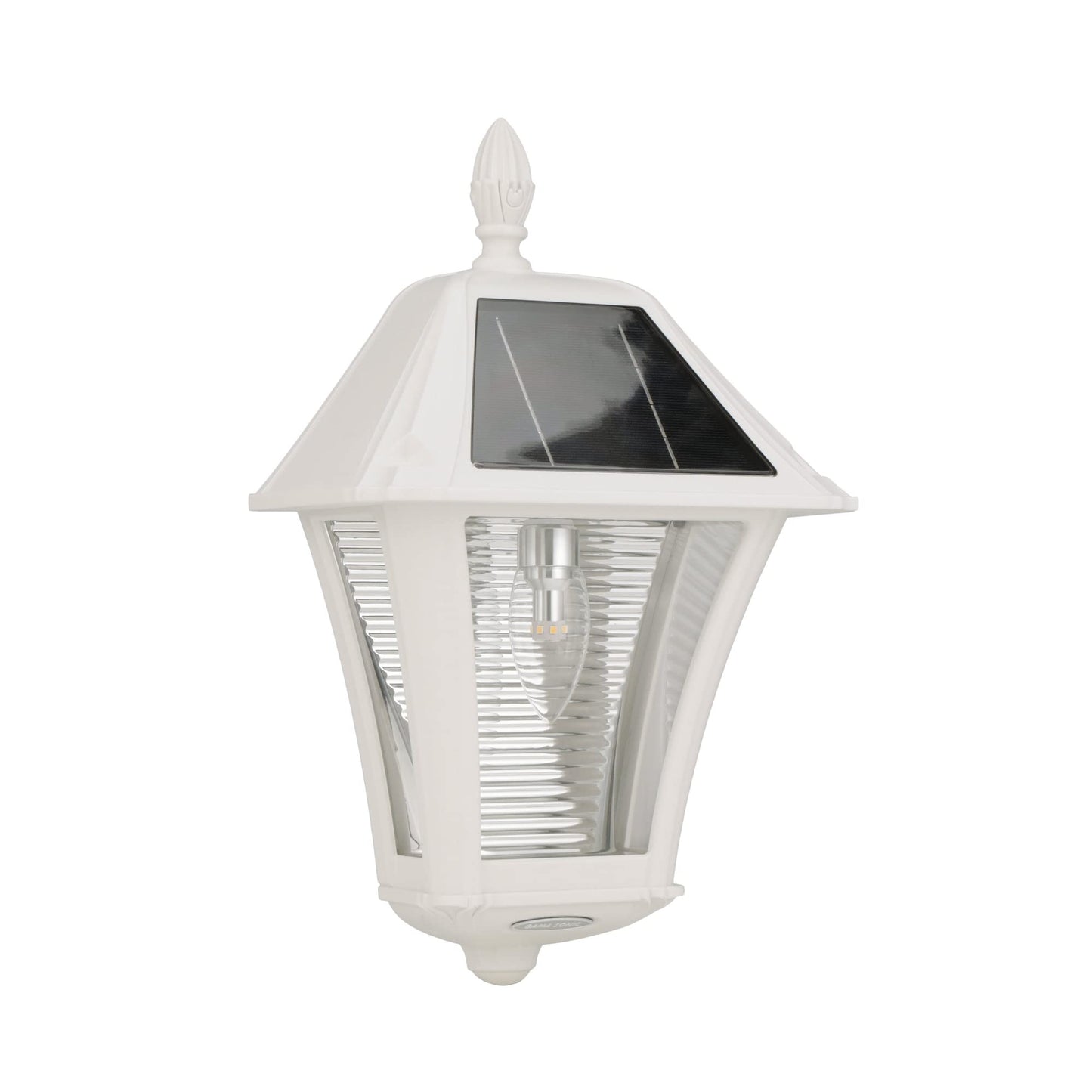 Gama Sonic 2-Pack Baytown II Bulb Solar Outdoor Wall Light Sconce, Warm-White LED Bulb Lamp, White Resin Finish, Classic Traditional Style, for Walkways, Pathway, Columns, Sheds, Piers (105BP250240)