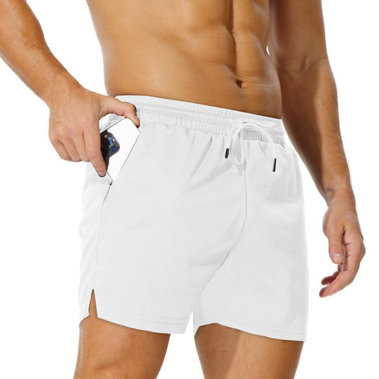 AIMPACT Men's 5 Inch Mesh Gym Shorts Quick Dry Bodybuilding Weightlifting Pants Training Workout Running Jogger Shorts with Pockets（White S）