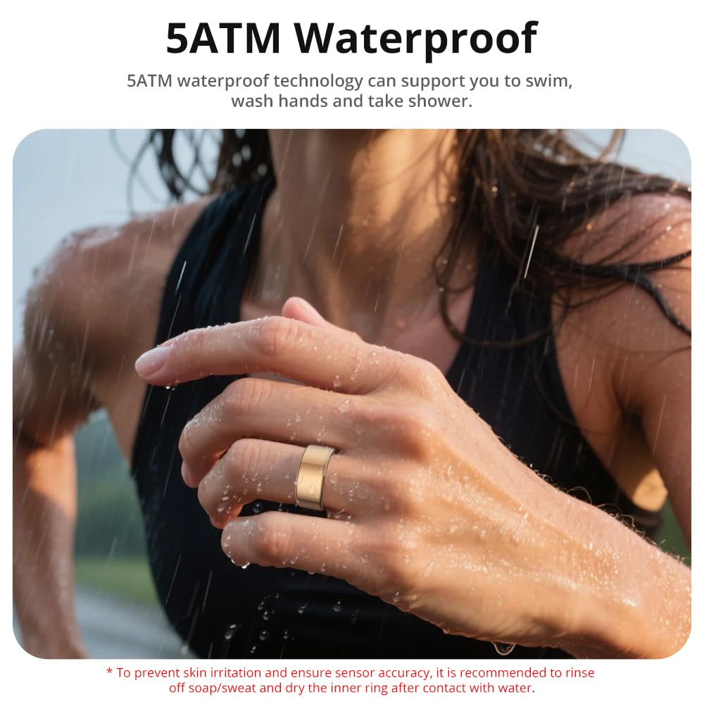 COLMI R02 Smart Ring, Smart Ring for Women and Men, No Subscription Fee, with a Charging Case, Supports Heart Rate, Blood Oxygen, Sleep Health Monitoring. (Rose Gold, 7#)