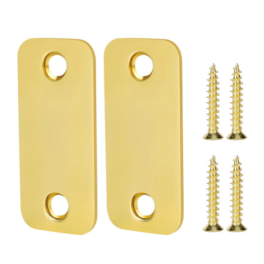 Siwil Brass Door Filler Plate 1" x 2-1/4" with Round Corner, Door Edge Hole Cover Plate – 2 Pack