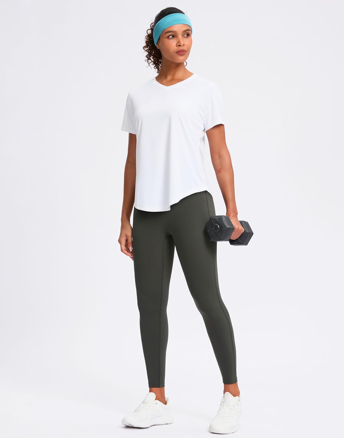 Skiennix Women's V-Neck Workout Shirt - Moisture-Wicking UPF 50+ Dry Fit Top for Gym & Running