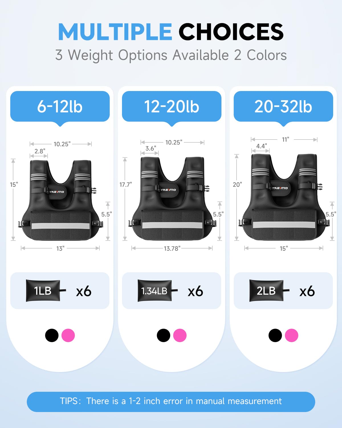 TAEVNO Adjustable Weighted Vest for Women Men,12-20lb Comfort Fit - U-Shaped Ergonomic Weight Vest with 6 Removable Iron Sandbags, Large Front Mesh Pocket & Reflective Strips, Ideal for Running, Walking, Strength Training, HIIT, Cardio Workouts (Black)