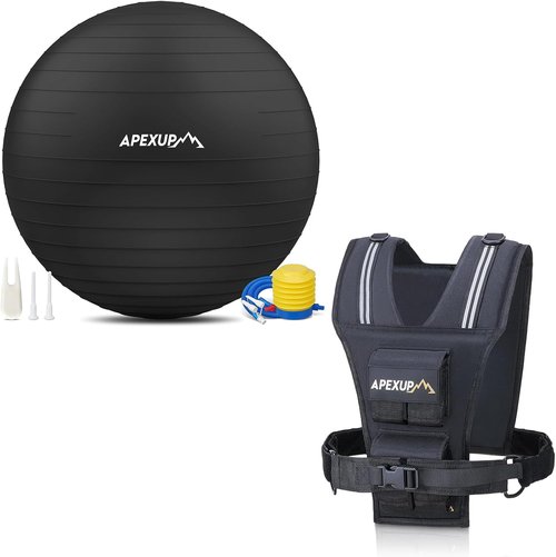 APEXUP Yoga Ball 65cm (L 23"-26") - Adjustable 20lbs Weighted Vest for Men with Reflective Stripe