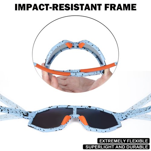 Aofalbe Kids Baseball Sunglasses, Youth Polarized Sports Sunglasses for Boys Girls, Softball Cycling Goggles UV400 Protection (Blue Frame Orange Lens)