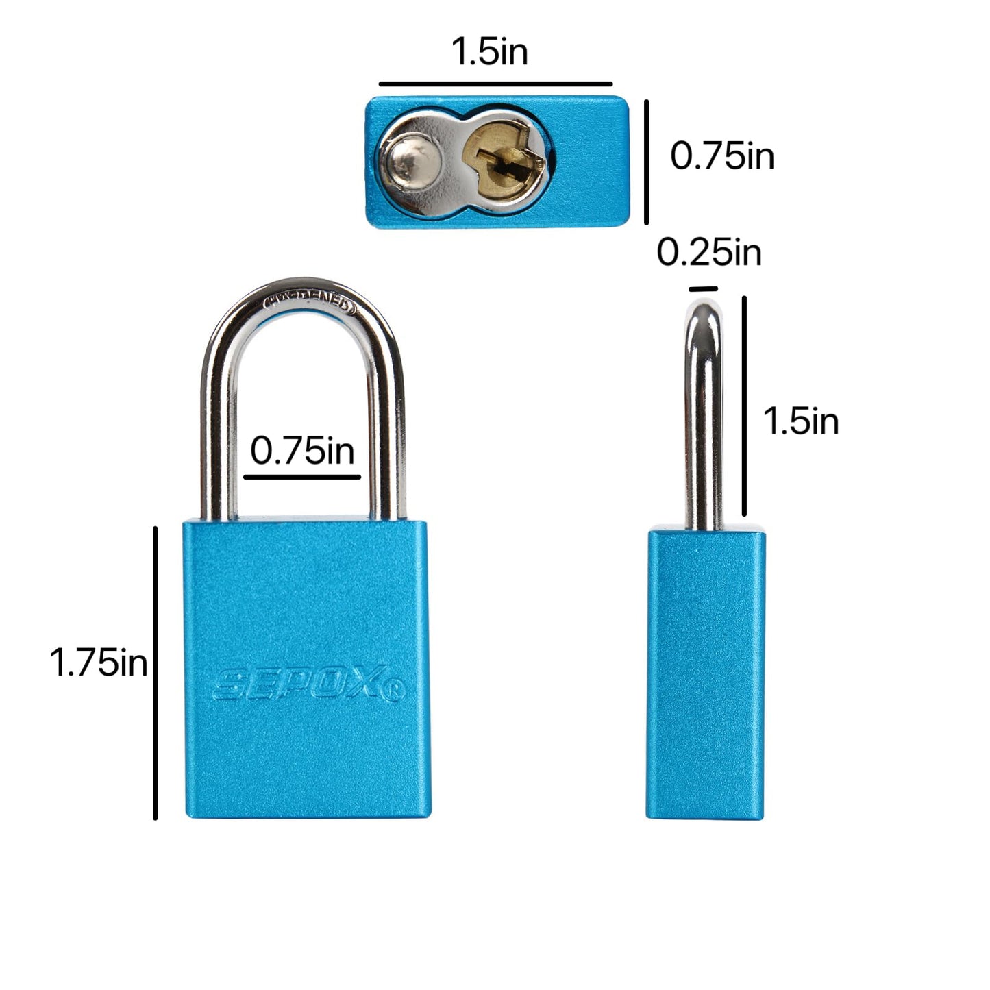 SEPOX® Ultra-Durable & Anti-Rust Outdoor Blue Aluminum Padlock - 38mm 1-1/2" with Long Shackle & 3 Big Different Keys Ideal for Gate, Storage, Locker, Fence and Lock-Out, High Security