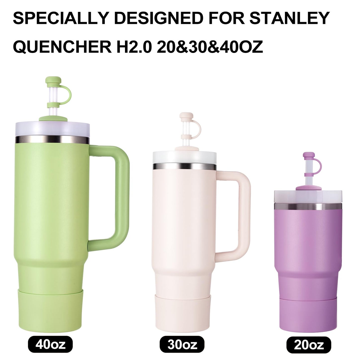 HYZ 8pcs Stanley Cup Accessories, Spill Proof Stopper & Boot Set, Citron
